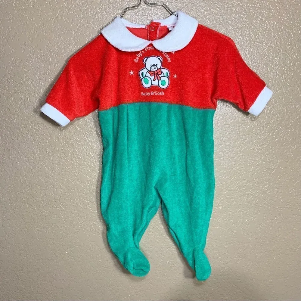 Vintage Oshkosh baby B’Gosh Christmas footies‎